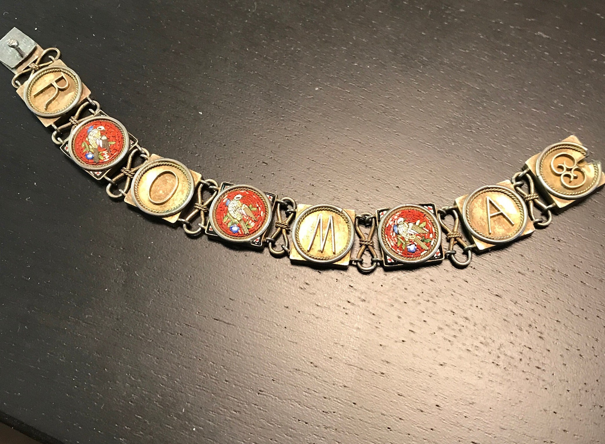 Victorian ROMA Micro Mosaic Silver Italian Grand TOUR Link
