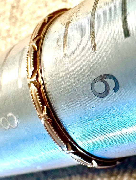 14k antique pattered band ring, size 8 1/2 - image 1