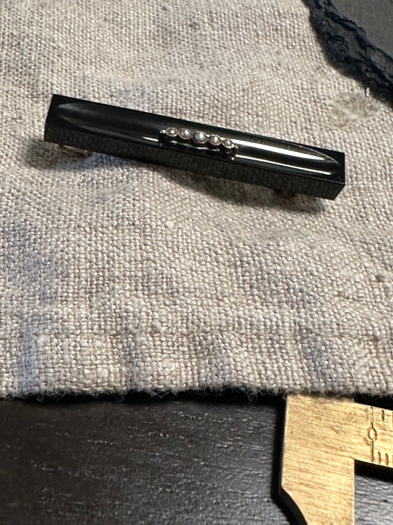 14k Victorian Brooch rectangular thick highly pol… - image 4