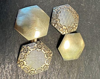 10k Cufflinks early 1900s hand engraved detailing unisex
