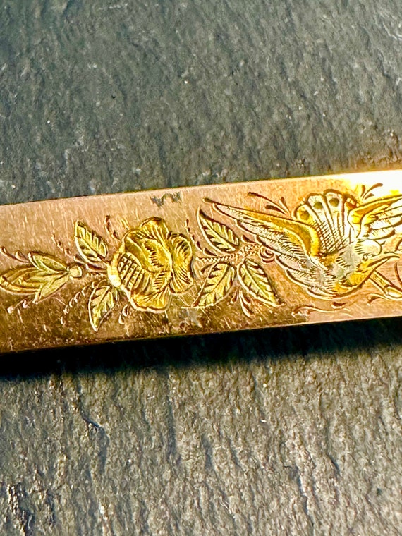 14k exceptional brooch rectangular yellow gold ba… - image 7