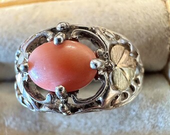 Ring Sterling & 12k-delicate Angelskin Coral Coleman Ring s-5 1/4