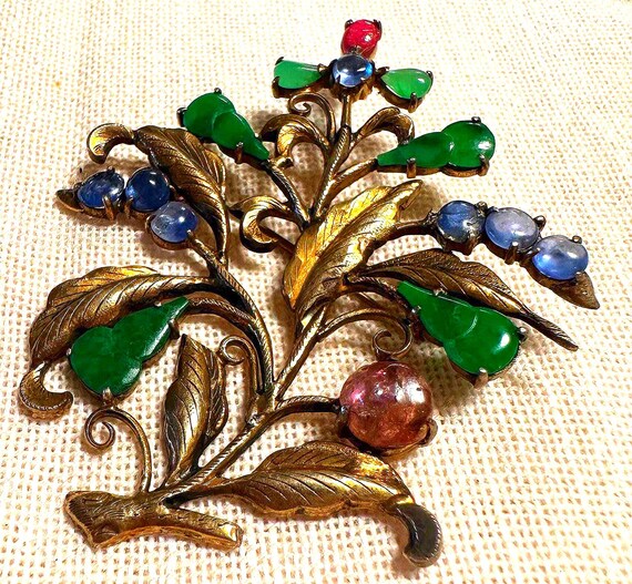 Brooch exceptional Chinese export large floral mo… - image 2