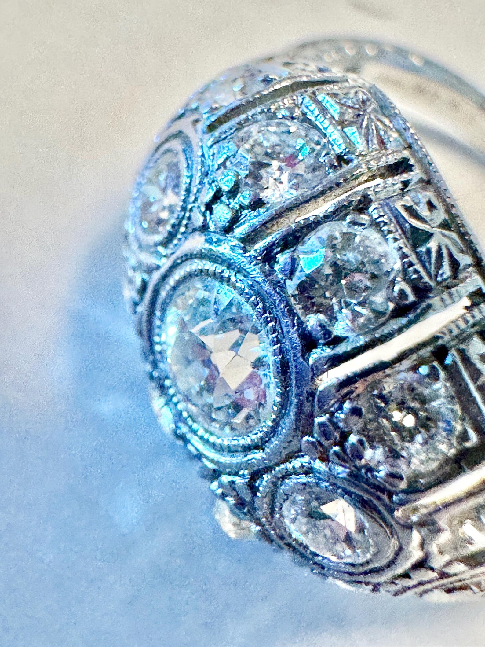 Platinum Ring, Hand Fabricated Exquisitely With Sparking White Diamonds ...