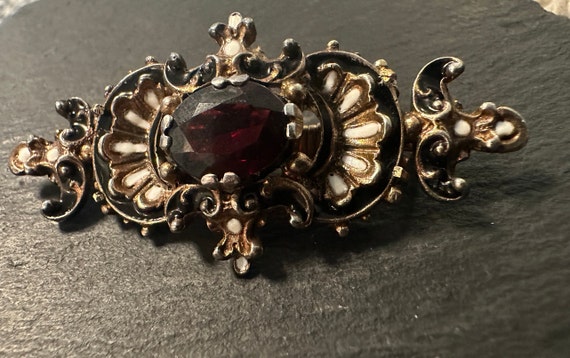 Austro-Hungarian gilt antique enamel and Garnet r… - image 4