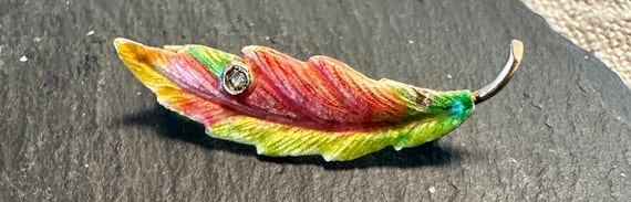 14k enameled artistically enameled delicate pin w… - image 6