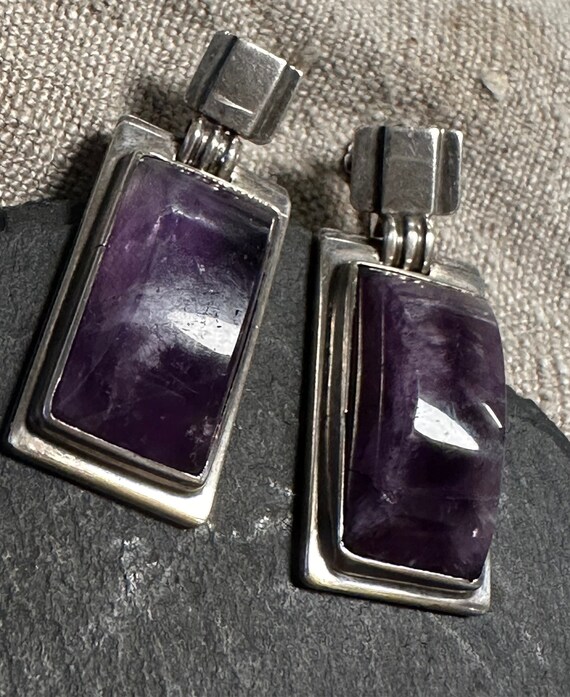 Fantastic Sterling Amethyst Mid Century Mexican b… - image 3