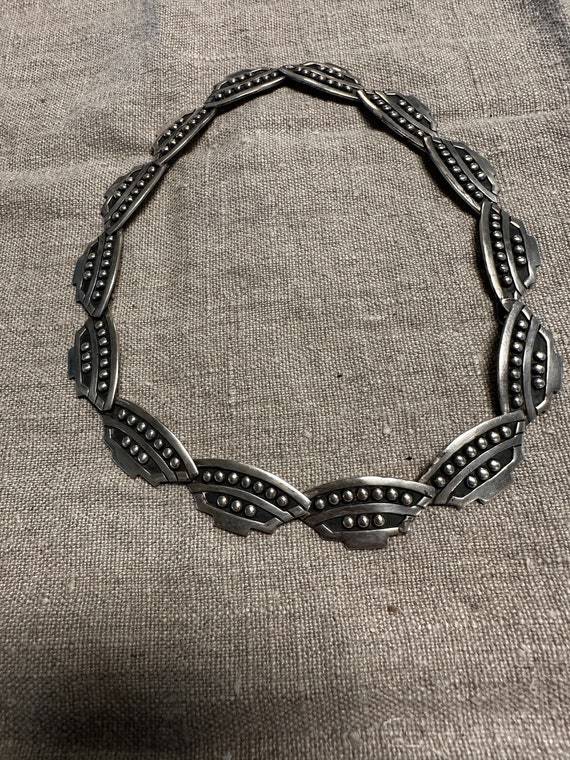Sterling old Taxco Mexico unusual collar necklace 