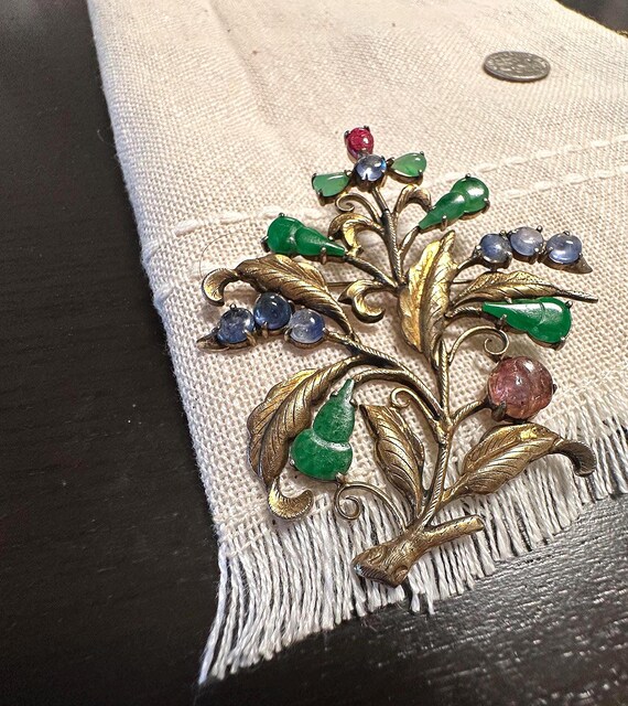 Brooch exceptional Chinese export large floral mo… - image 3