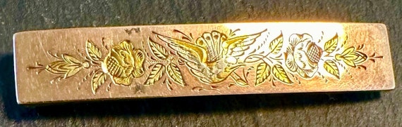 14k exceptional brooch rectangular yellow gold ba… - image 4