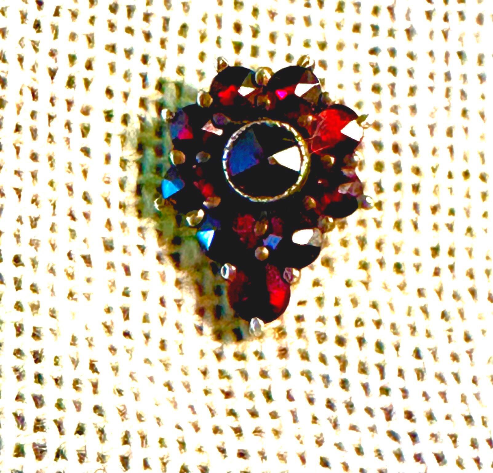 Stickpin -Garnet cluster versatile silver gilt vintage