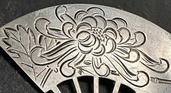 Sterling exquisite Fan brooch-Japanese, signed K.… - image 2