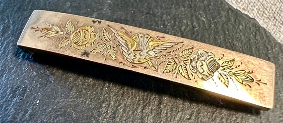 14k exceptional brooch rectangular yellow gold ba… - image 3