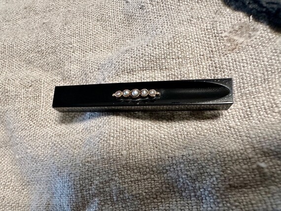 14k Victorian Brooch rectangular thick highly pol… - image 8