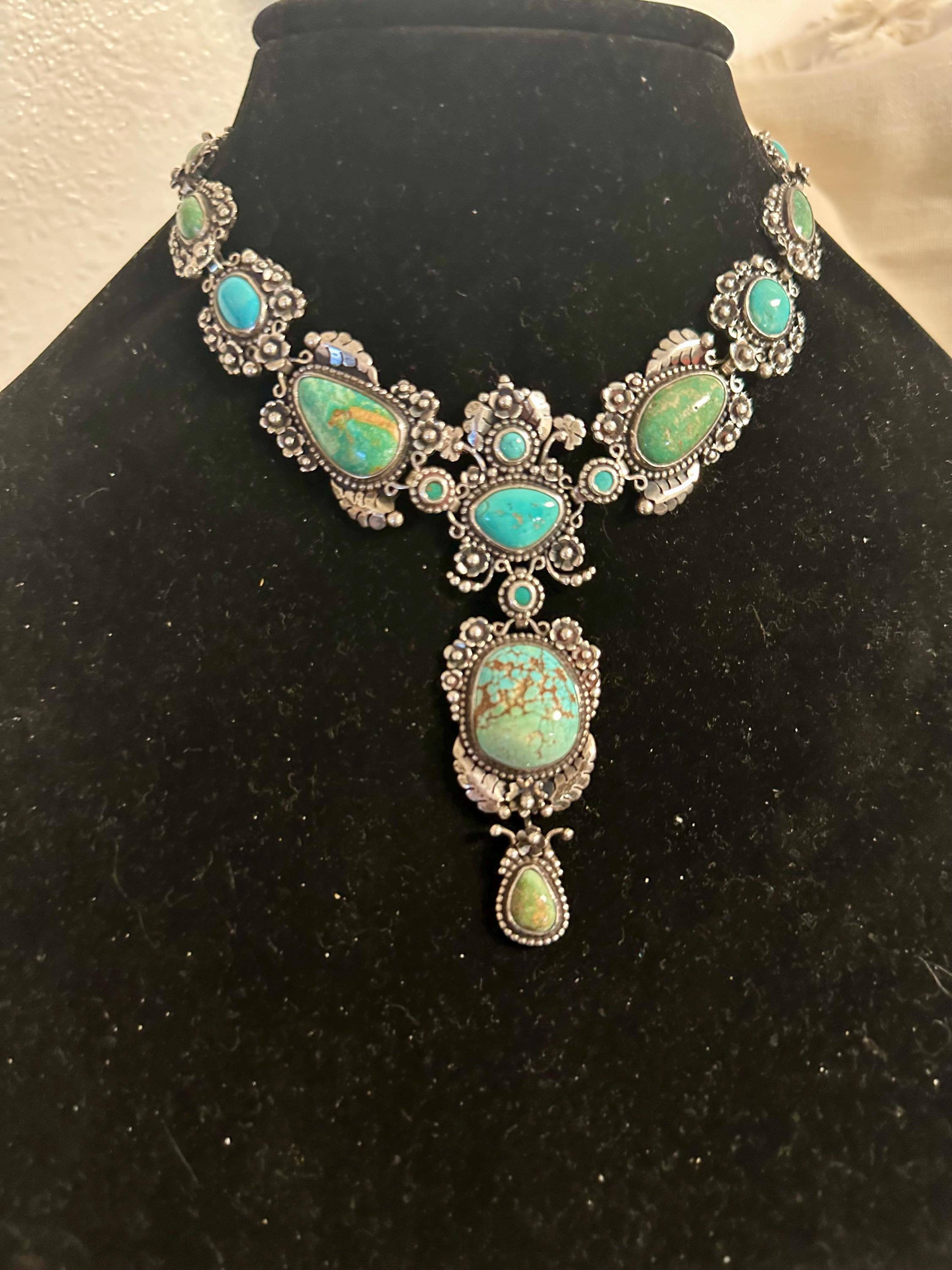 Sterling Turquoise Necklace-artist Made Unique Work of Art