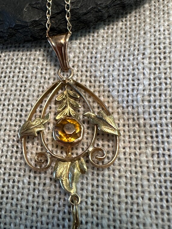 Pendentif Lavallière Art Nouveau En Or 14K Avec Diamant Et Perle - Vintage Vers 1900, Occasion