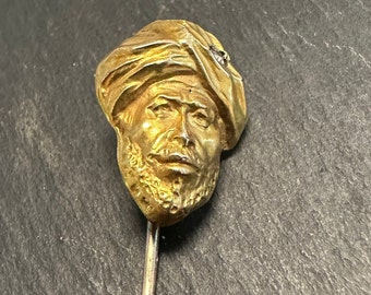 Gold Turban Sheik jeweled Stickpin early 1900s