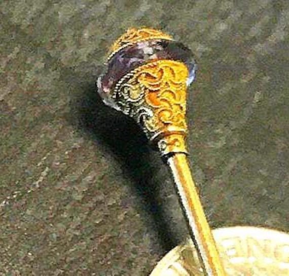 14k Hat Pin Etruscan Revival Lt. Amethyst Hat Pin-late  display picture 3