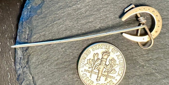 14k antique stickpin Paste jeweled horseshoe with… - image 4