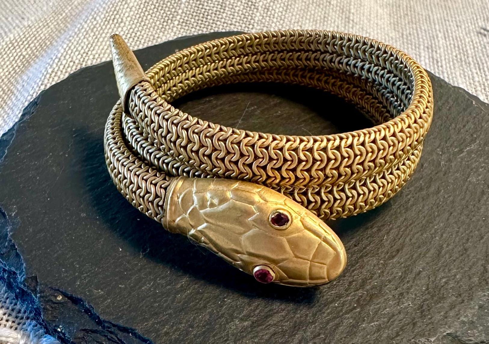 Antique Snake Bracelet-yellow Gold Filled , Exceptional 