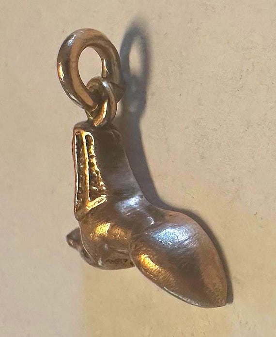 10k Sphinx charm, antique 3-D Egyptian ,human head lion body, wings of an Eagle-petite treasure View 2