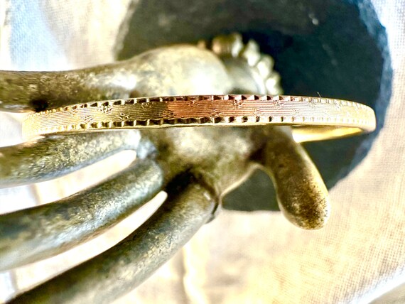 14k Bangle Edwardian engine turned engraving appr… - image 2