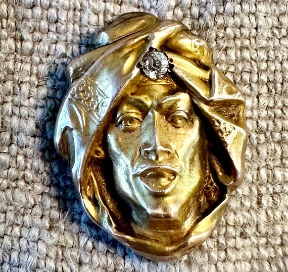 10k antique stickpin-Sheikh with genuine Diamond … - image 1