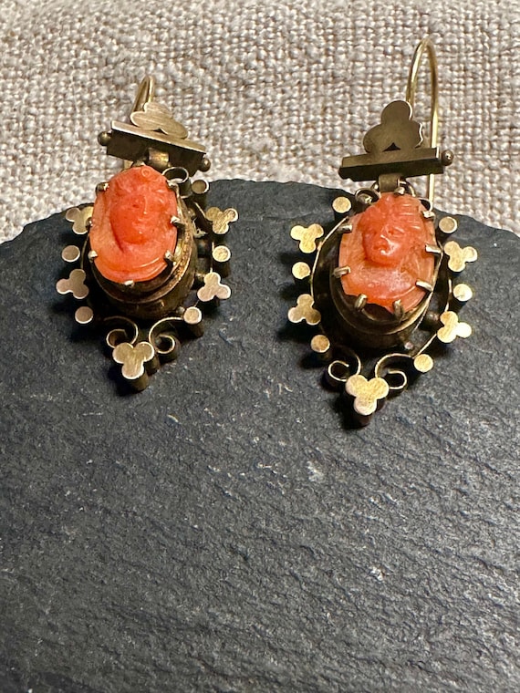 Victorian drop earrings GF with lovely hand carved