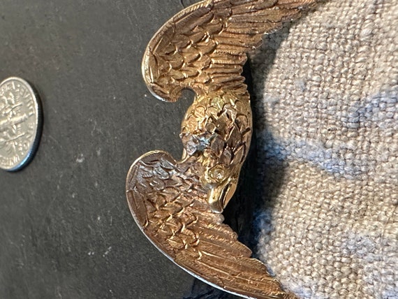 14k hand wrought Eagle brooch, DiAmond eye-magnif… - image 5