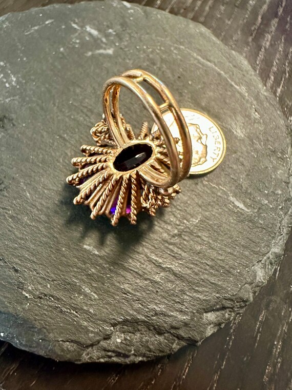 18k vintage large genuine beautiful Amethyst ring… - image 8