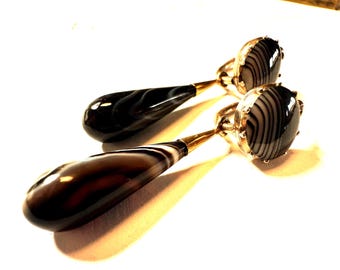 14k and 10k early antique Victorian day & Night drop earrings