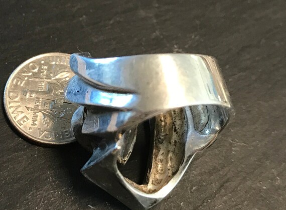 Sterling ring large dramatic faceted clear man ma… - image 2