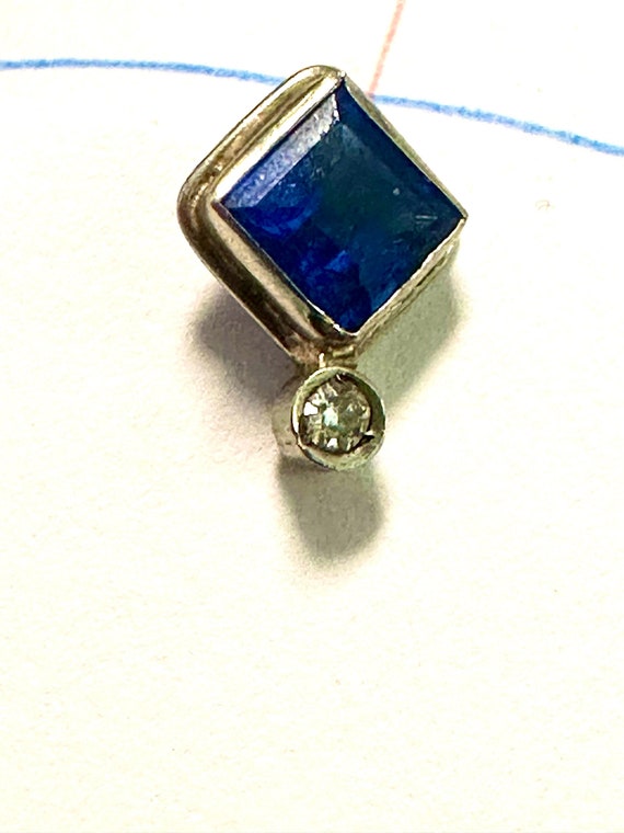 14k Sapphire Diamond stickpin-Edwardian elegance