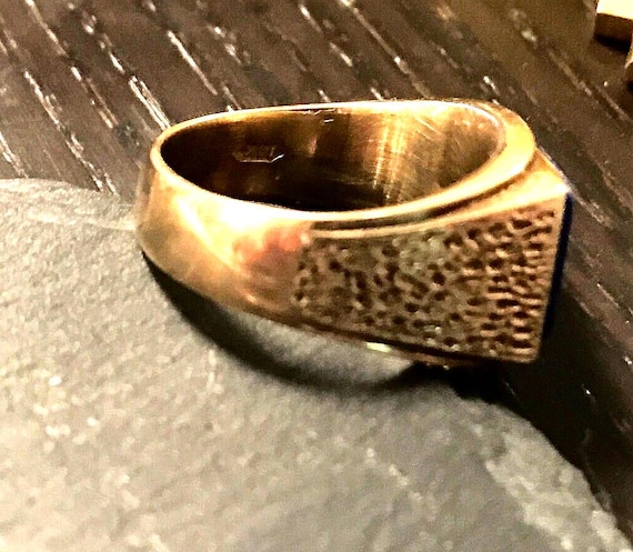 Mid Century 14k Rectangular Lapis Ring-Classic cl… - image 2