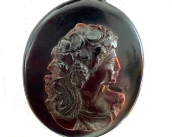 Victorian Cameo necklace carved horn 19.5 "-exceptional