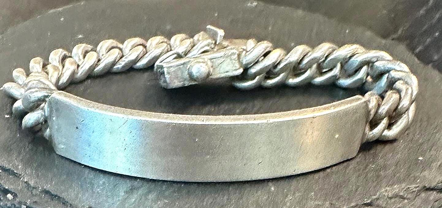 ID Bracelet Sterling Vintage Signed Mexican MB Nice Weight 7
