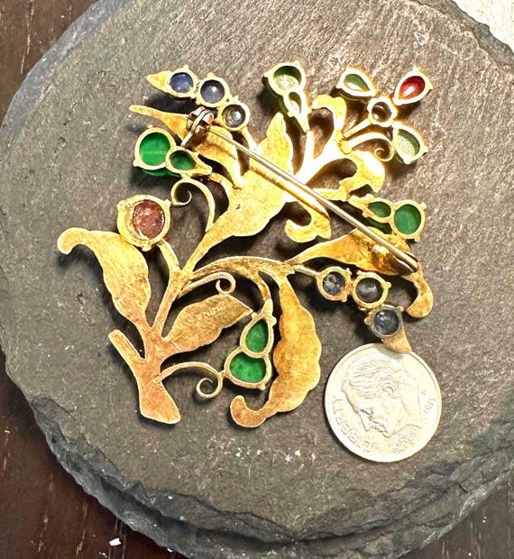 Brooch exceptional Chinese export large floral mo… - image 4