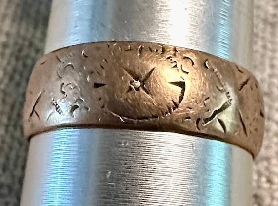 9Ct rose gold Victorian English band size 8 - image 1