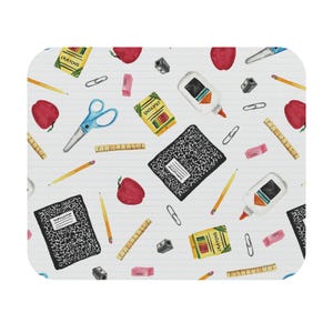 School Supplies Mouse Pad: Teacher Appreciation Gift, Office Desk Decor