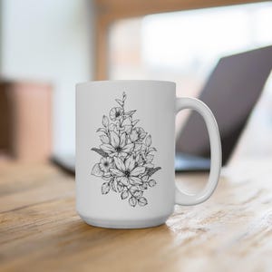 Unique Mug Floral Design Artistic Coffee Cup Bridesmaid Gift for Her Mother&#39;s Day Gift Coffee Mug