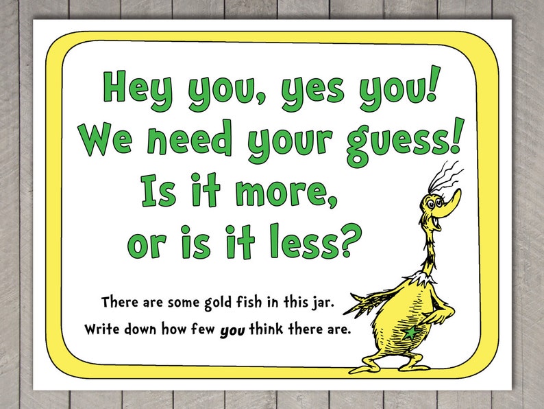 Dr. Seuss Game How Many Goldfish | Etsy
