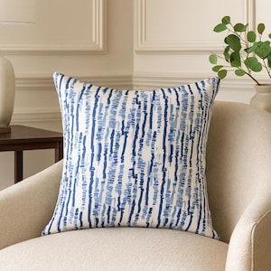 Ocean Blues Pillow Cover – Modern Abstract Blue & White Decorative Cushion, Coastal Throw Pillow, Nautical Home Decor