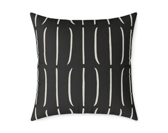 Modern Black Abstract Pillow Cover | Minimal Line Art Design