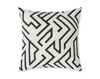 Modern Cream & Black Geometric Pillow Cover – Abstract Decor