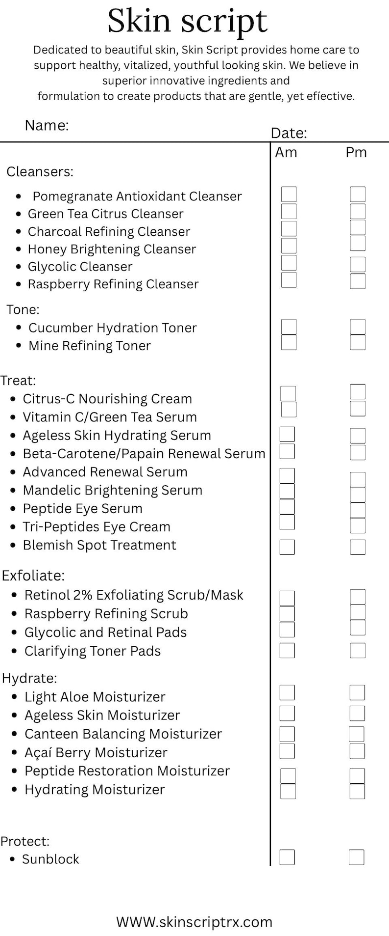 Skin Script Product List - Etsy