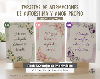 Pack 120 Tarjetas Afirmaciones Amor Propio | 40 frases Autoestima | Niet-primeerbare pdf