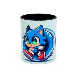 Playful Sonic Coffee Mug, Vibrant Character Mug, Fun Gift for Gamers, Customized Coffee Cup, Perfect for Birthdays, Collectible Drinkware