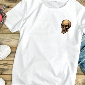 Camiseta unisex con estampado de calavera / Estilo vintage único / Perfecta para Halloween, ropa informal, regalos y moda cotidiana