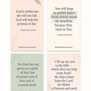 Puede incluir: Fondos de pantalla digitales para teléfonos con citas cristianas inspiradoras. El texto superior dice "FAITH OVER FEAR". Las citas están sobre fondos rosa pastel y verde con acentos florales.