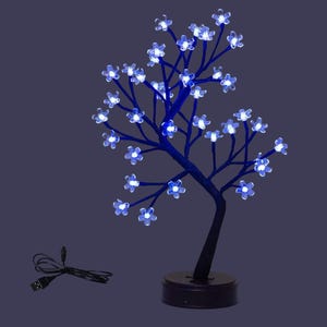 Sakura-LED-Baumlampe – Anpassbare Stimmungsbeleuchtung – Schlafzimmer- oder Wohnzimmerdekor, LED-Lichtbaum mit bunten Blüten.